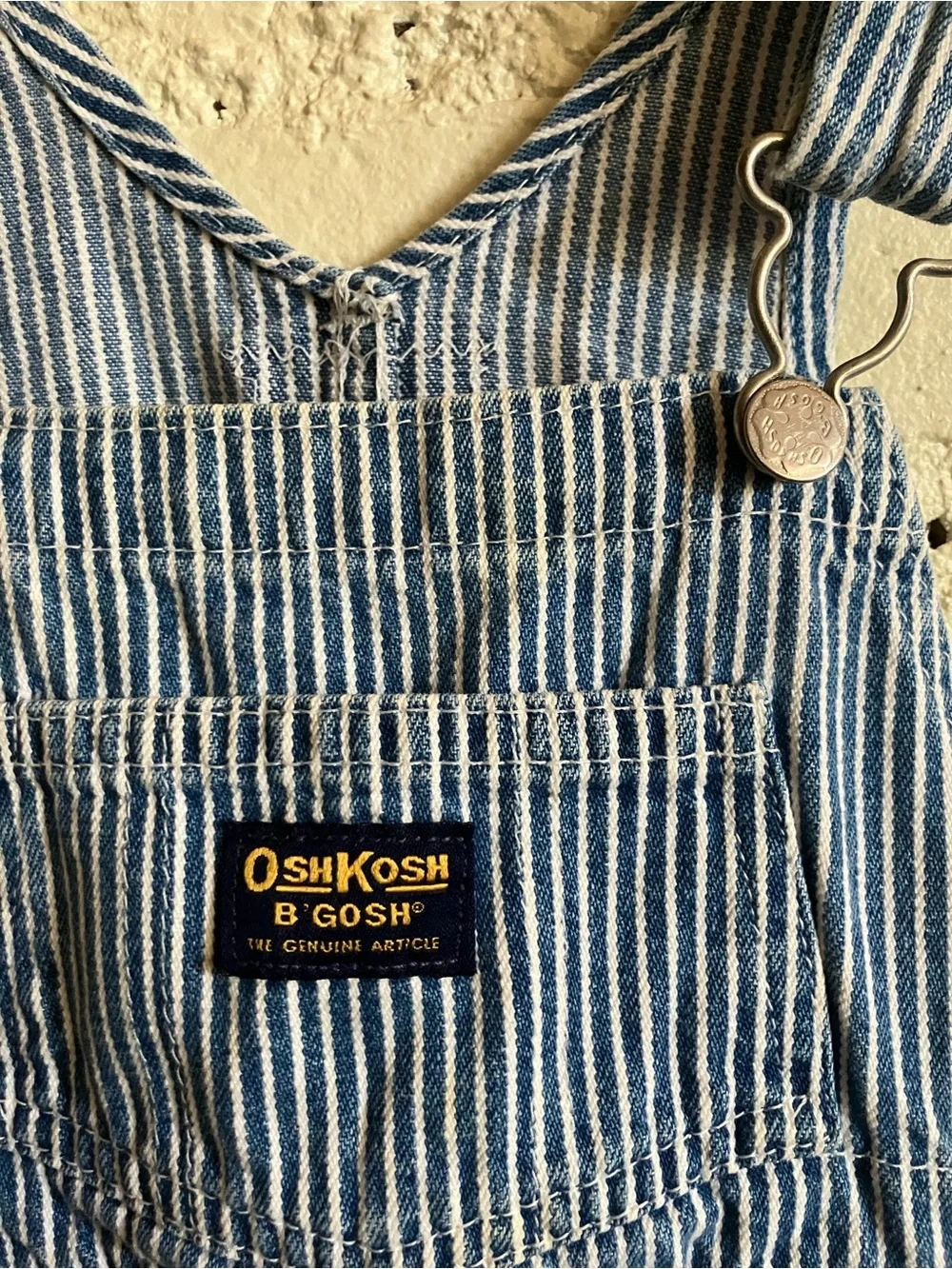 Vintage OshKosh B’gosh Vestbak hickory stripe overalls size 24 m
